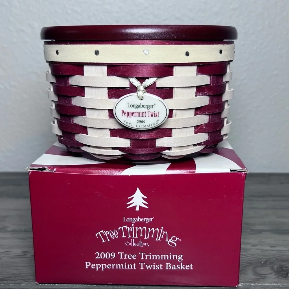 Longaberger 2009 Peppermint Twist Tree Trimming Basket‎ Combo 11th yr Collection